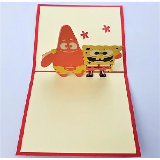 Handmade 3d Pop Up Birthday Card Spongebob Squarepants Patrick Star Animated Tv Cartoon Comic Kid Child Gift Wedding Anniversary,valentines